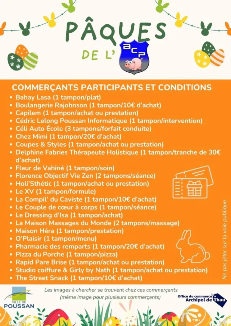 ANIMATION PAQUES DE L'ASSOCIATION DES COMMERCANTS DE POUSSAN