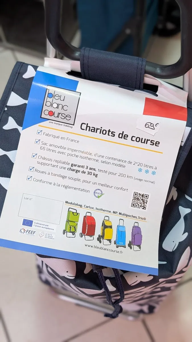 Chariot de Courses Baleines – Bleu Blanc Course