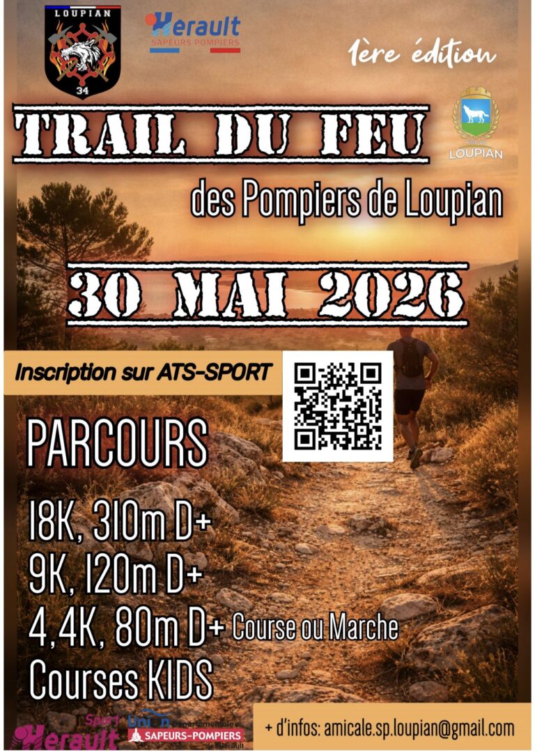 Trail du Feu – 1ère édition organisée par l'Amicale des Sapeurs-Pompiers de Loupian