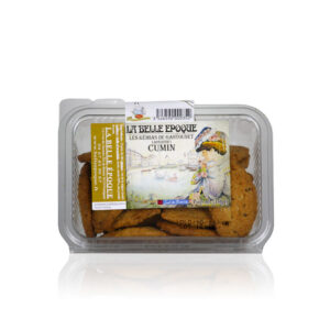 Kémias Gastounet cumin boîte transparente 150g biscuit apéritif terroir Languedoc