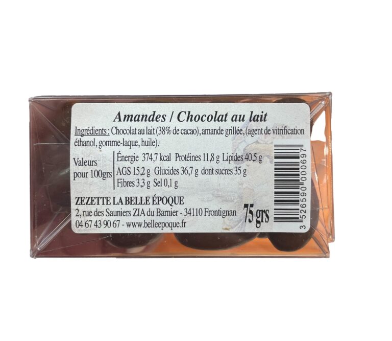 Olives en chocolat au lait amande torréfiée La Belle Époque Sète