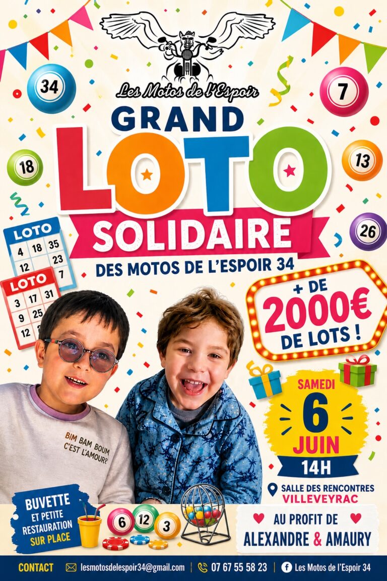Grand Loto Solidaire 2026 des Motos de l'Espoir 34