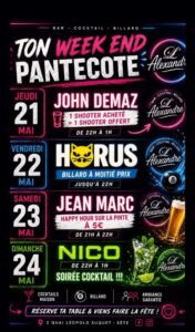 Week-end de la Pentecôte 2026 à L'Alexandre Café – 4 soirs de fête à Sète