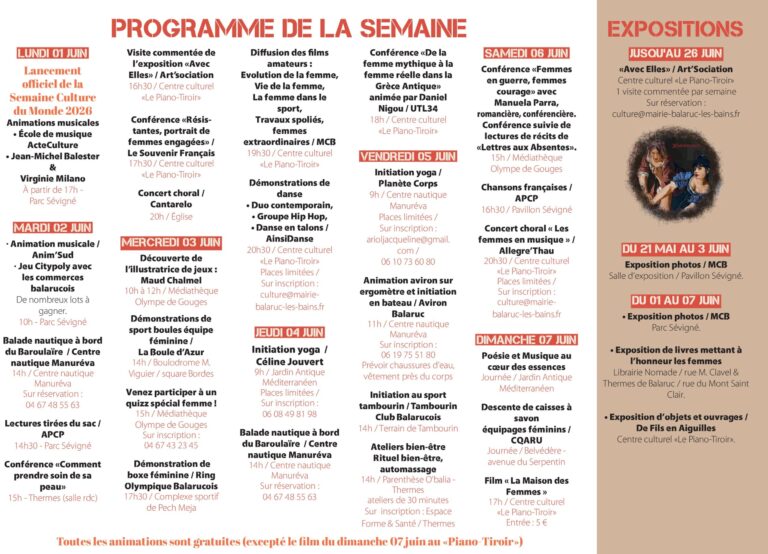 Semaine Culture du Monde 2026 : Femmes du Monde