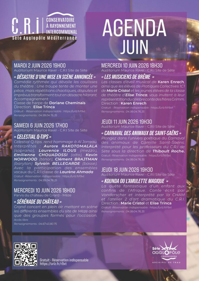 Agenda Juin 2026 – Conservatoire de Sète