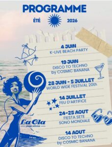 Programme Été 2026 à La Ola – Soirées, Festivals et Fête Nationale sur la Plage de Sète