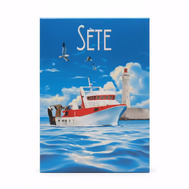 souvenir illustré motifs emblématiques Sète phare étang Thau