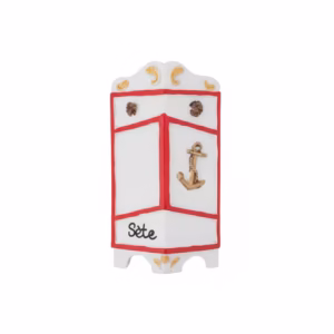 souvenir de Sète en rouge et bleu vendu en boutique