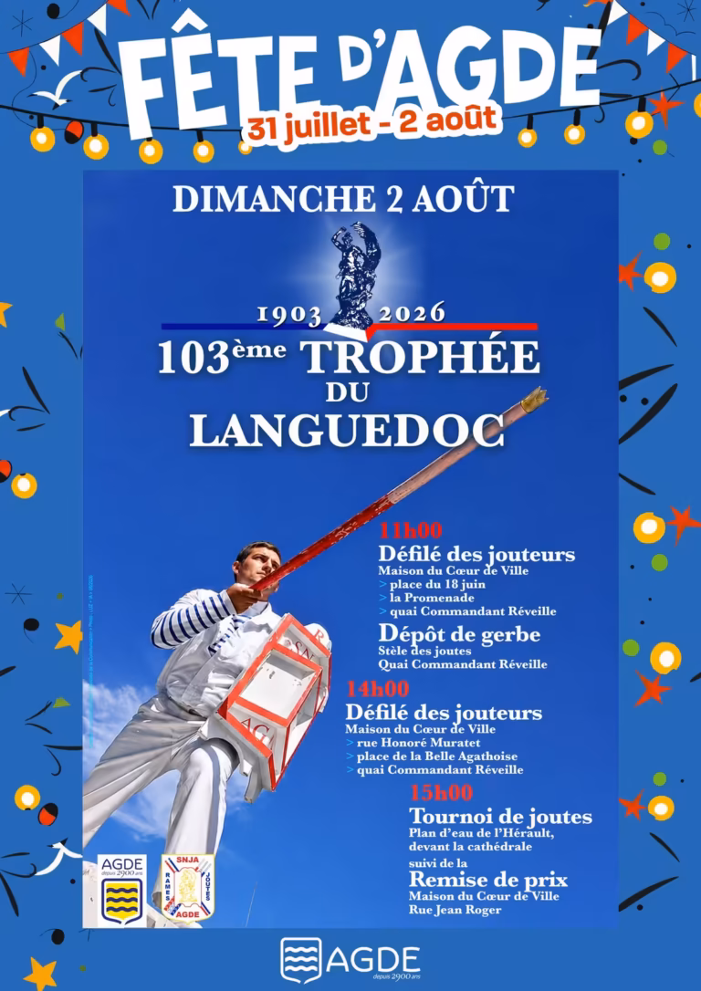 Affiche 103e Trophée du Languedoc joutes Agde 2 août 2026