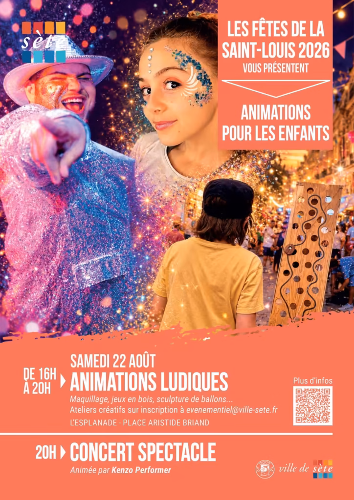 Animations enfants Saint-Louis Sète 2026 Esplanade Kenzo Performer