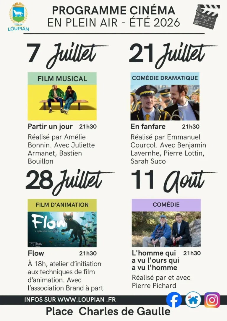 Cinéma sous les Étoiles : Projection de « Partir un Jour » à Loupian