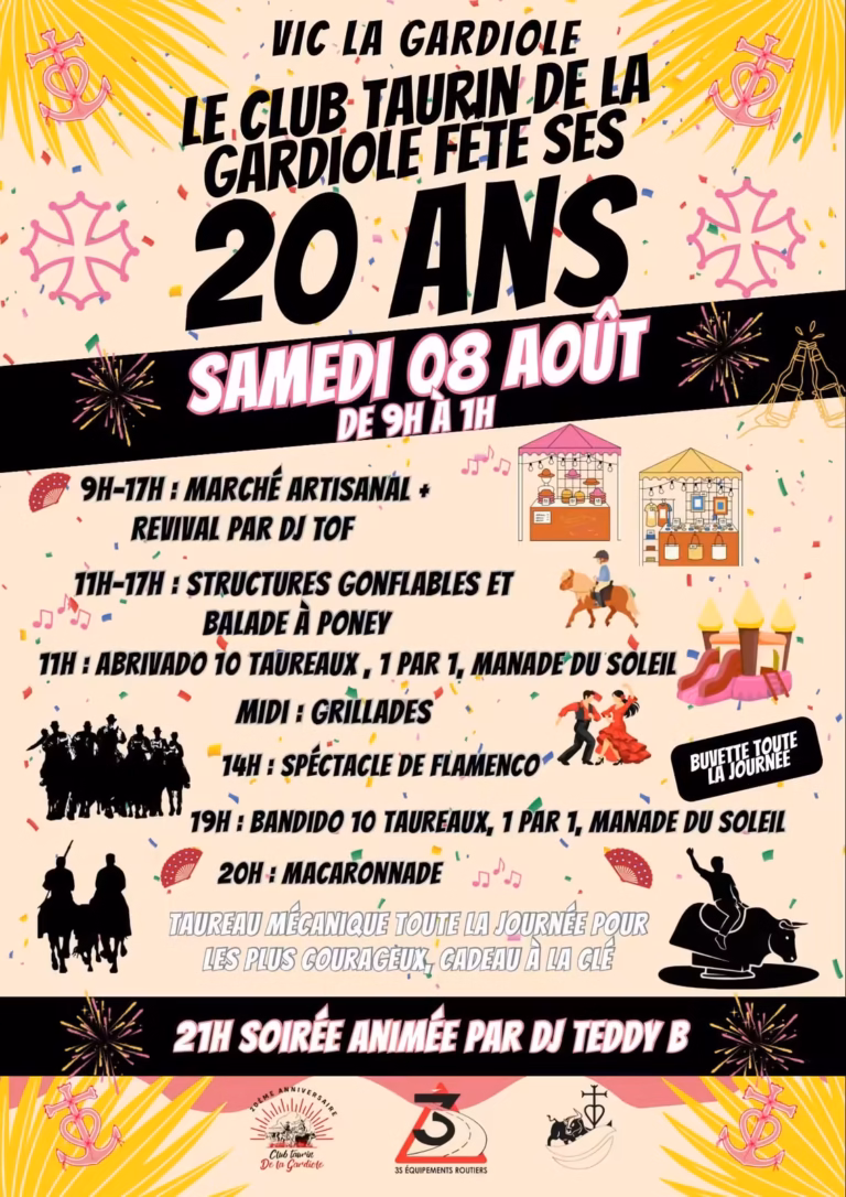 Affiche 20 ans Club Taurin de la Gardiole Vic-la-Gardiole 2026