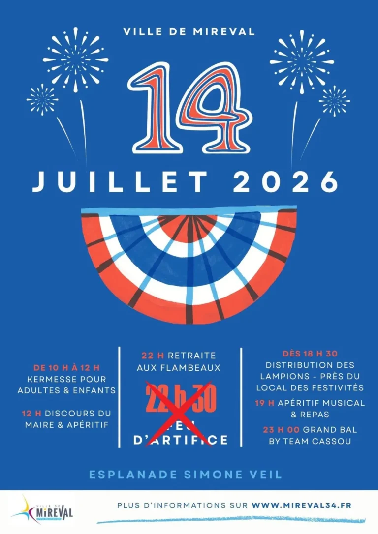 Fête Nationale 2026 à Mireval : feu d'artifice annulé