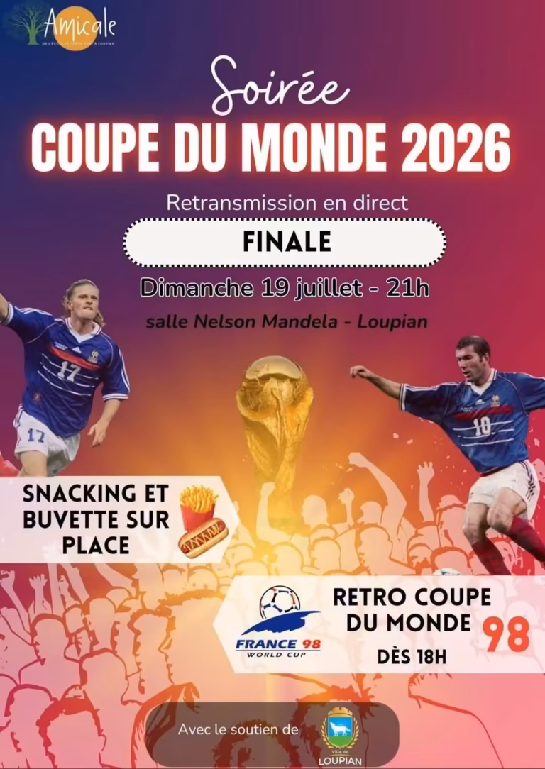 Soirée Finale de la Coupe du Monde 2026 à Loupian, salle Nelson Mandela