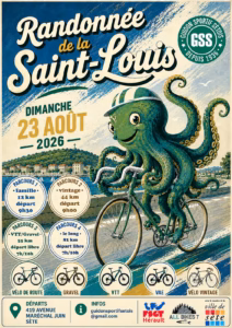 Affiche Randonnée de la Saint-Louis 2026 à Sète, quatre parcours vélo