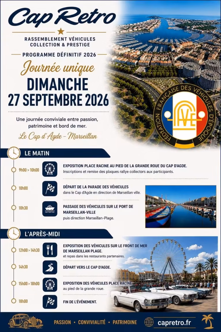 Programme définitif de Cap Rétro 2026, journée unique du dimanche 27 septembre