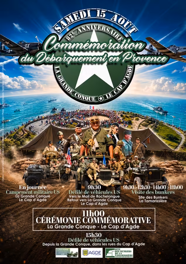Affiche du 82e anniversaire du Débarquement en Provence à La Grande Conque, Cap d'Agde