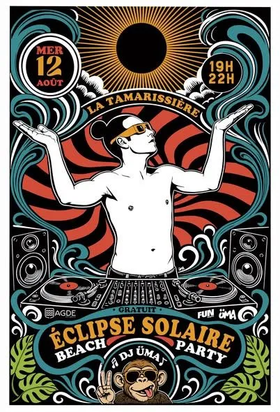 Eclipse Totale Beach Party - DJ Üma à La Tamarissière