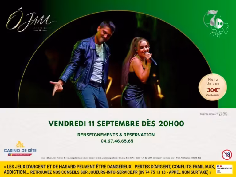 Soirée Resto Live avec le duo Ó JAM au Casino de Sète