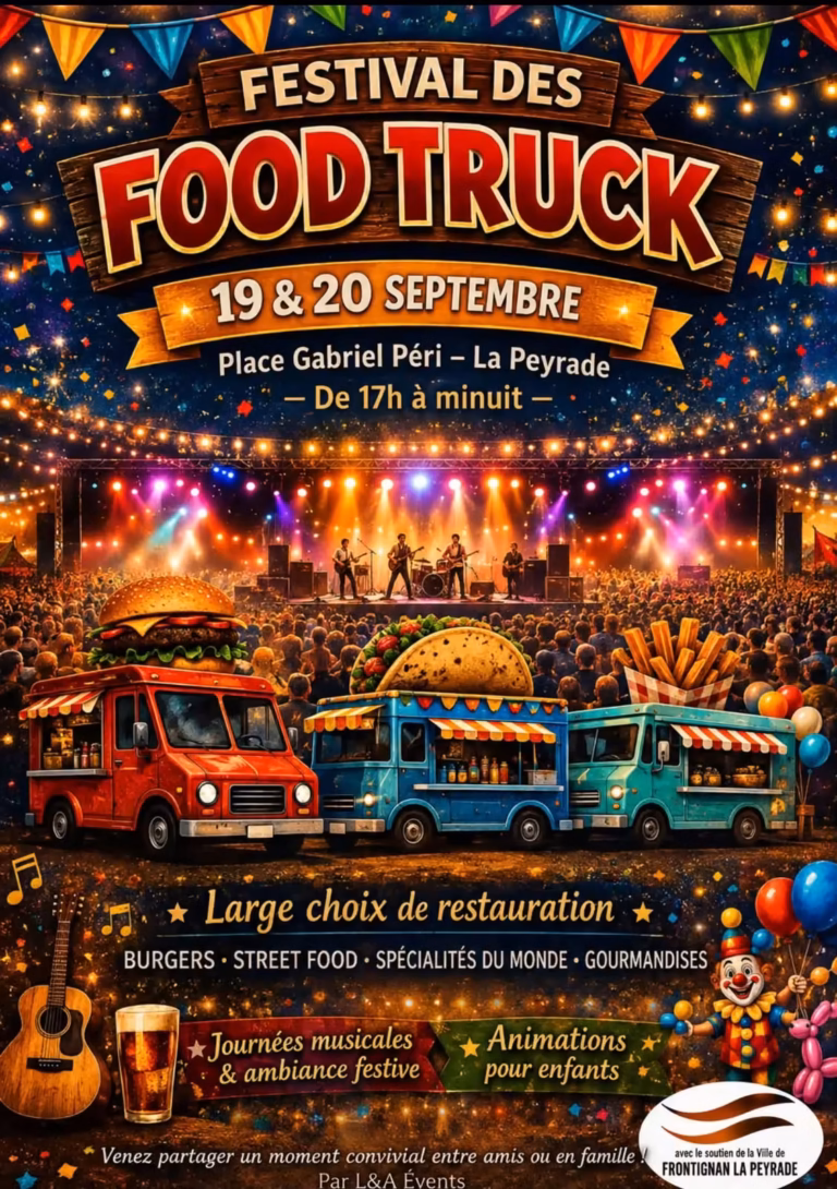 Affiche du festival des food trucks les 19 et 20 septembre 2026 à La Peyrade