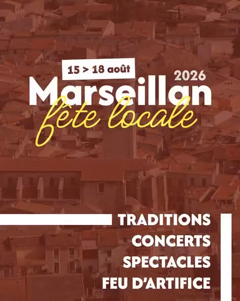 Affiche officielle de la Fête locale de Marseillan 2026, du 15 au 18 août