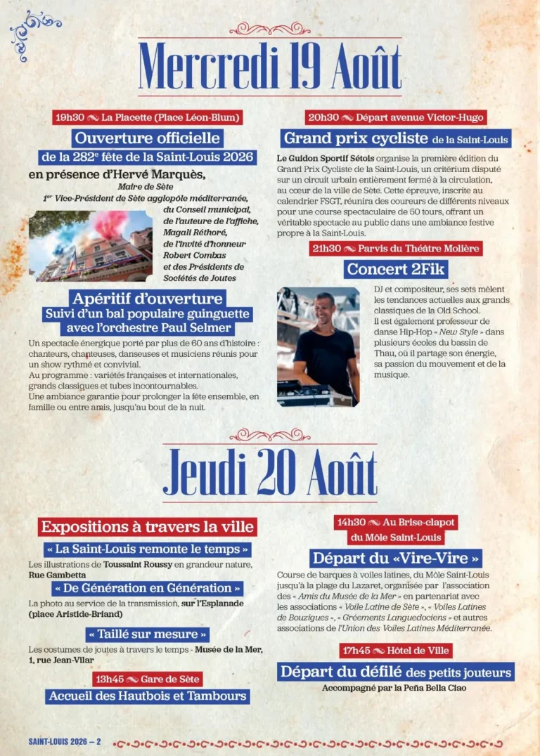 Fêtes Saint Louis 2026 Sète Programme