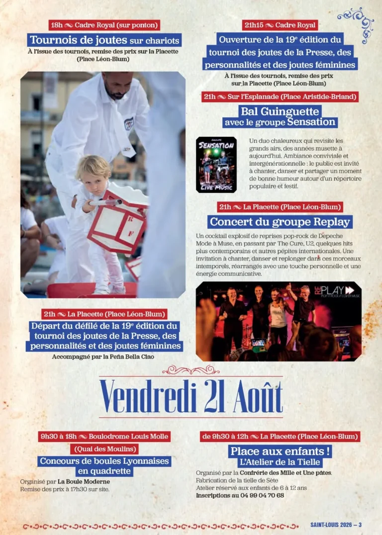 Fêtes Saint Louis 2026 Sète Programme