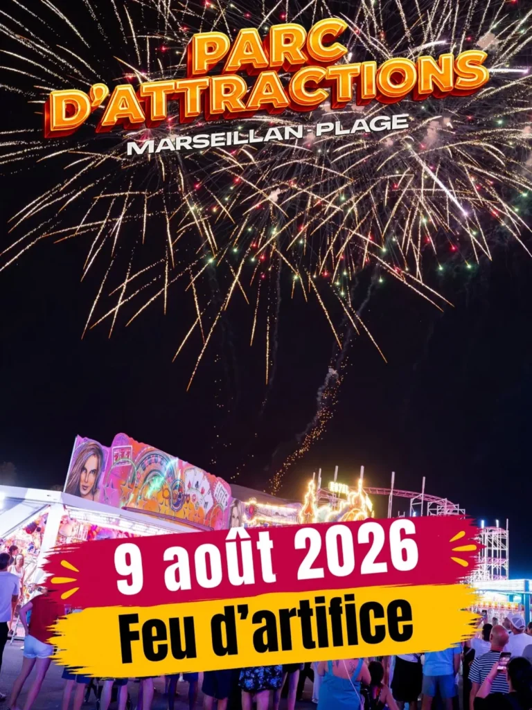 Feu d'artifice au Parc d'Attractions de Marseillan-Plage