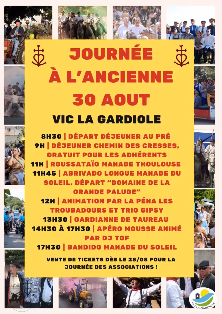 Affiche de la 20e Journée à l'ancienne du Club Taurin de la Gardiole à Vic-la-Gardiole