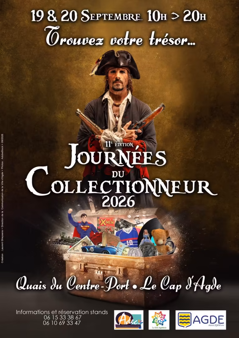Affiche des Journées du Collectionneur 2026 au Cap d'Agde, coffre au trésor