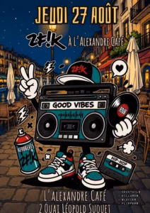 Affiche de la soirée DJ 2F!K du jeudi 27 août 2026 à L'Alexandre Café à Sète