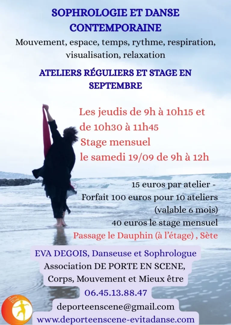 Sophrologie et danse contemporaine : ateliers hebdomadaires et stage en septembre