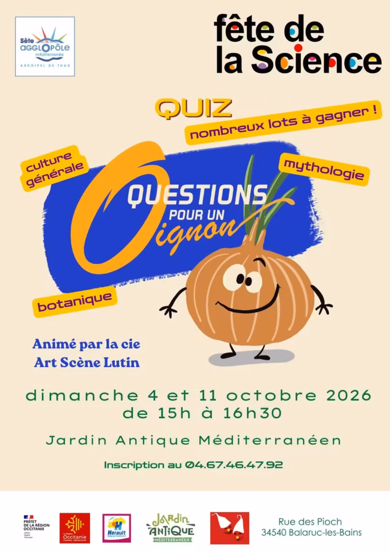 Affiche du quiz Questions pour un oignon, Fête de la Science au Jardin Antique Méditerranéen