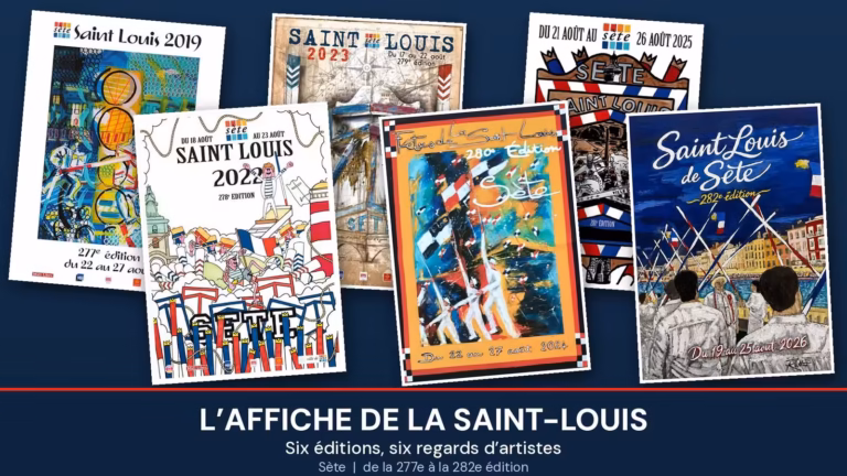 Les affiches officielles de la Saint-Louis de Sète, de la 277e édition en 2019 à la 282e édition en 2026