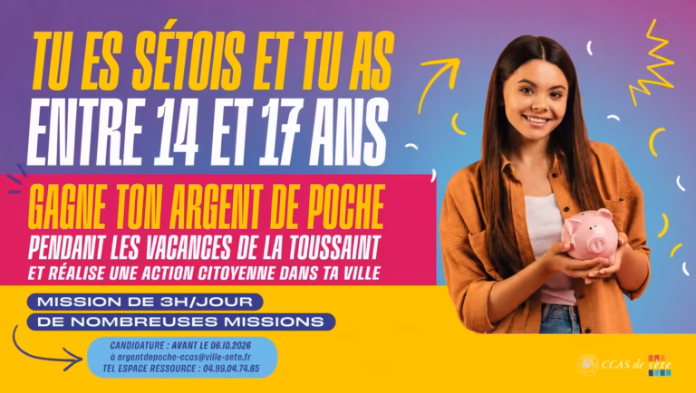 Argent de poche à Sète, missions de 3h par jour pour les 14 à 17 ans pendant les vacances de la Toussaint