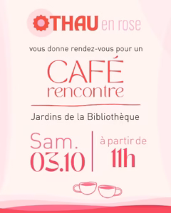 Visuel Thau en rose du café-rencontre aux jardins de la Bibliothèque de Bouzigues