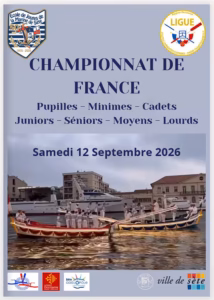 Affiche du Championnat de France de Joutes Languedociennes 2026 à Sète, organisé par l'École de Joutes de la Marine pour ses 50 ans