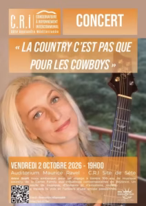 Affiche du concert La country c'est pas que pour les cowboys avec Anna Scott au conservatoire de Sète