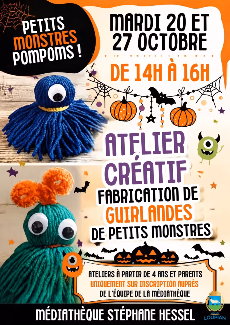 Atelier créatif Petits monstres pompoms à Loupian