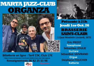 Marta Jazz-Club : Organza, quartet d'Eric Prost à Sète