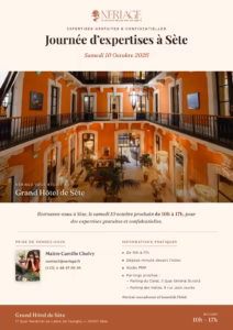 Affiche de la journée d'expertises gratuites Neriage au Grand Hôtel de Sète
