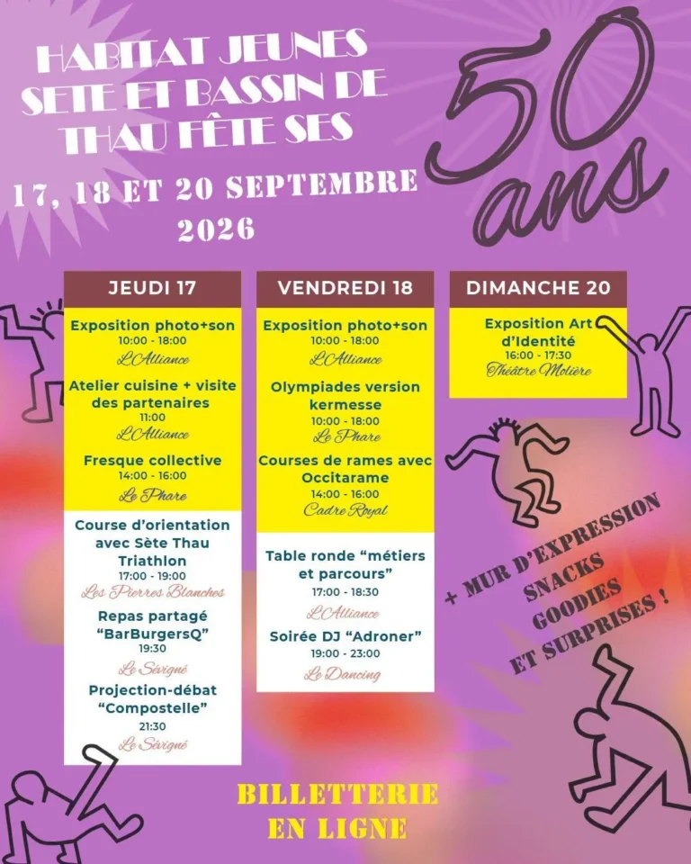 Les 50 ans d'Habitat Jeunes Sète et Bassin de Thau : programme complet