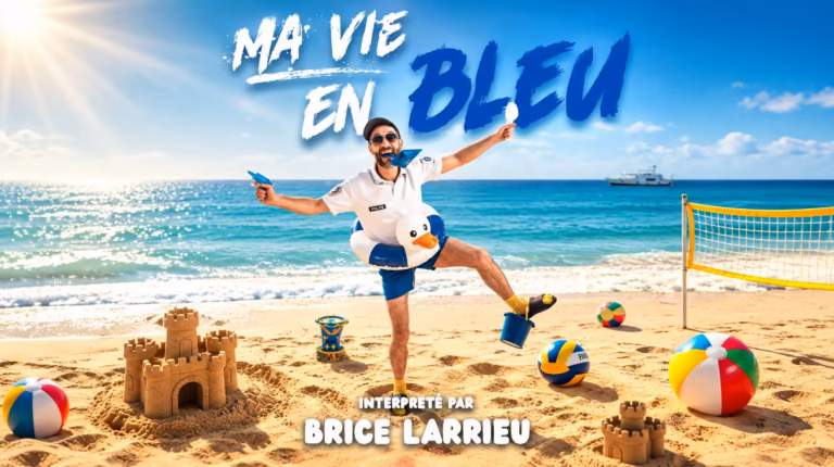 Affiche du spectacle Ma vie en bleu de Brice Larrieu