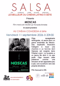 Affiche de la projection de Moscas par SALSA au cinéma Comoedia de Sète