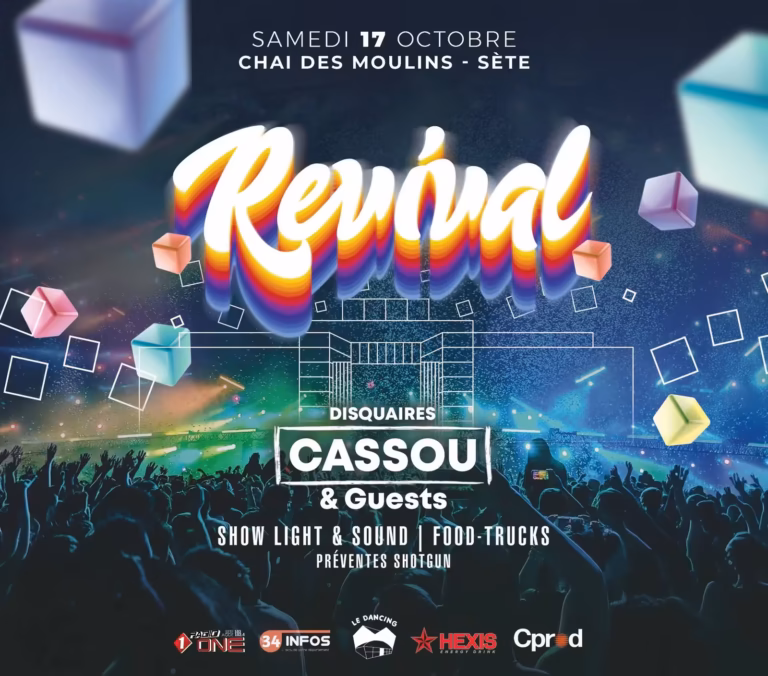 Affiche de la soirée Revival by Cassou au Chai des Moulins à Sète, samedi 17 octobre 2026
