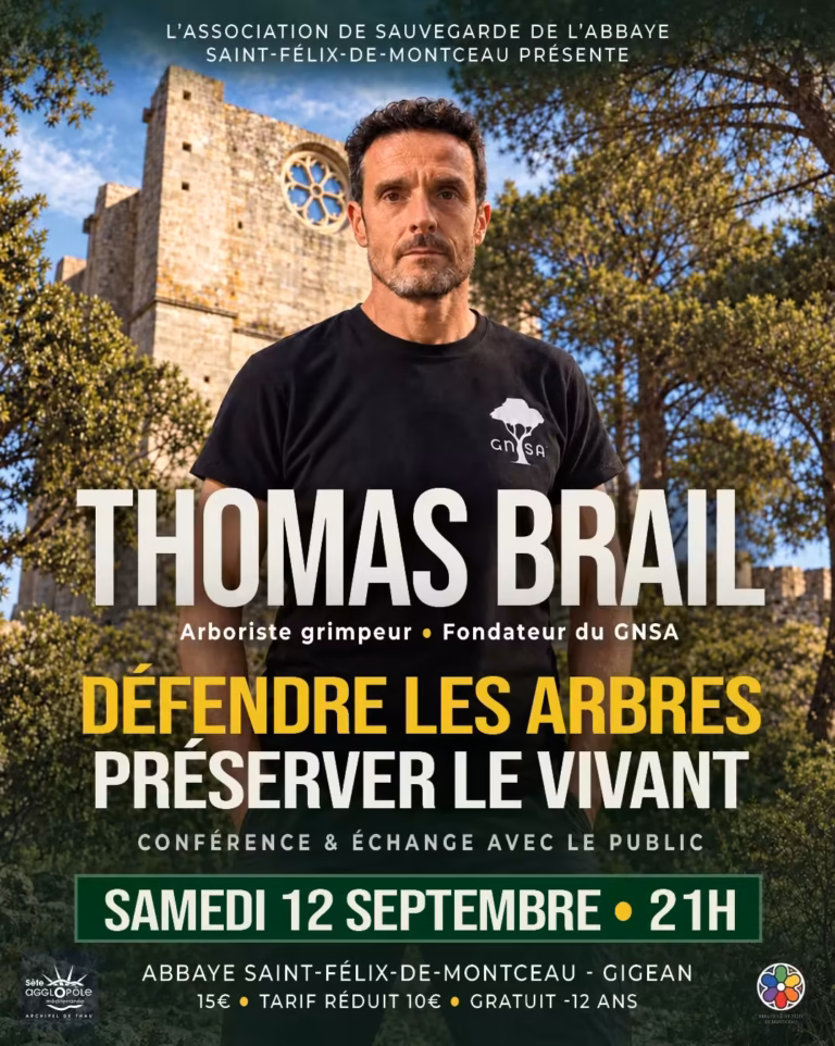 Affiche de la conférence de Thomas Brail à l'abbaye Saint-Félix de Montceau, samedi 12 septembre 2026