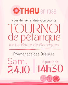 Visuel Thau en rose du tournoi de pétanque de La Boule de Bouzigues promenade des Beauces