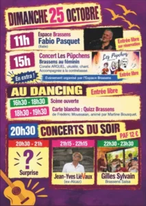 Programme du dimanche 25 octobre 2026 : Fabio Pasquet, Les Püpchens, Jean-Yves LiéVaux, Gilles Sylvain à Sète