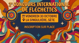 Visuel du 2e concours international de fléchettes à la brasserie La Singulière, quai de Bosc à Sète