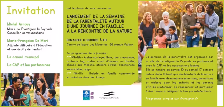 Journée en famille nature, Semaine de la parentalité à Frontignan
